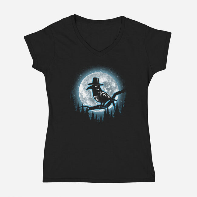 Moonlight Magpie-Womens-V-Neck-Tee-fanfreak1