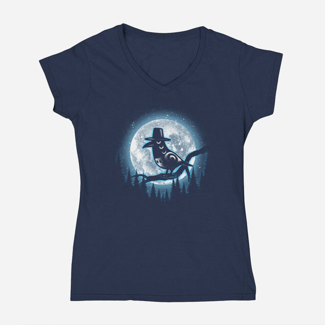 Moonlight Magpie-Womens-V-Neck-Tee-fanfreak1
