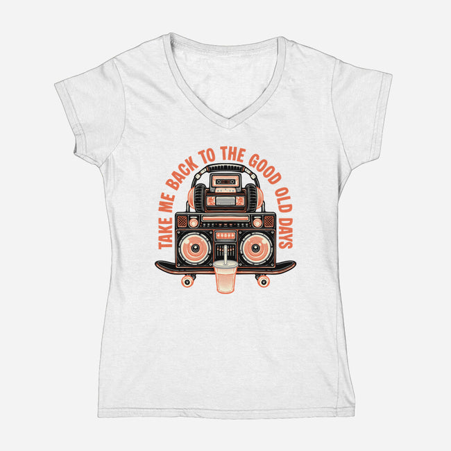Back To The Good Days-Womens-V-Neck-Tee-glitchygorilla