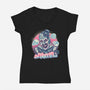 Be Terrified-Womens-V-Neck-Tee-glitchygorilla