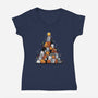 Christmas Tree Kittens-Womens-V-Neck-Tee-Vallina84