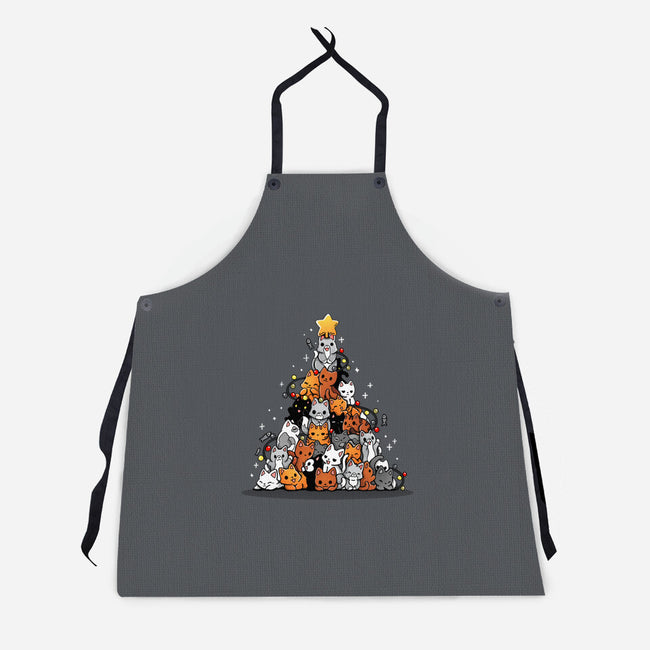 Christmas Tree Kittens-Unisex-Kitchen-Apron-Vallina84