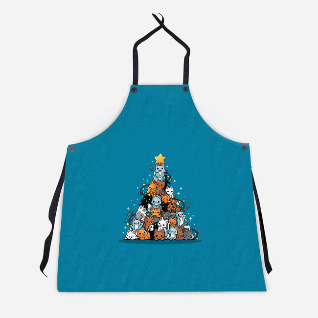 Christmas Tree Kittens-Unisex-Kitchen-Apron-Vallina84