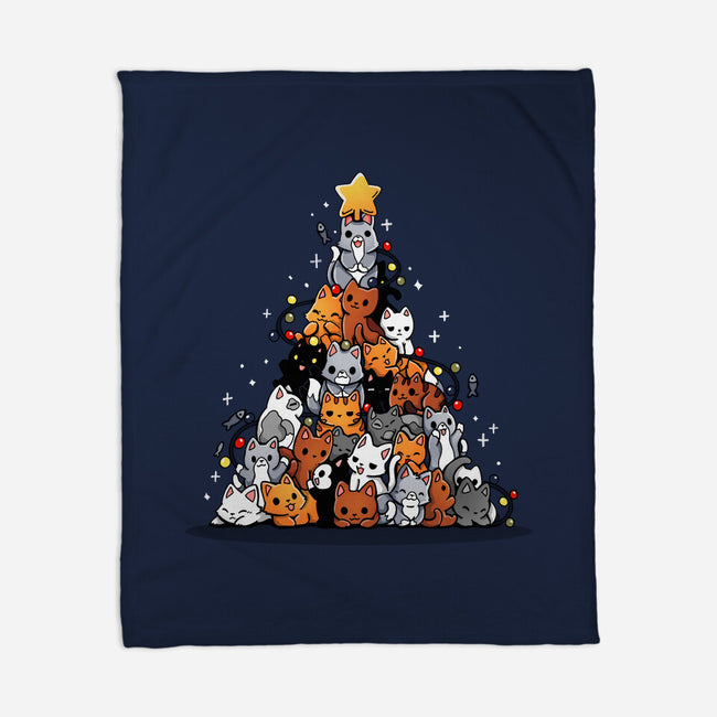 Christmas Tree Kittens-None-Fleece-Blanket-Vallina84