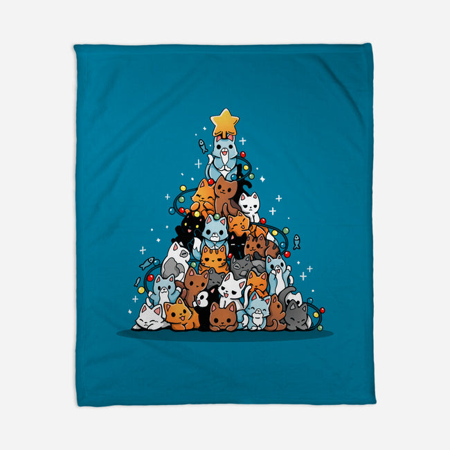 Christmas Tree Kittens-None-Fleece-Blanket-Vallina84