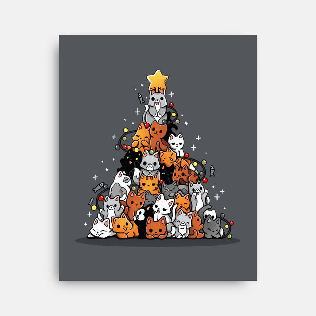 Christmas Tree Kittens-None-Stretched-Canvas-Vallina84