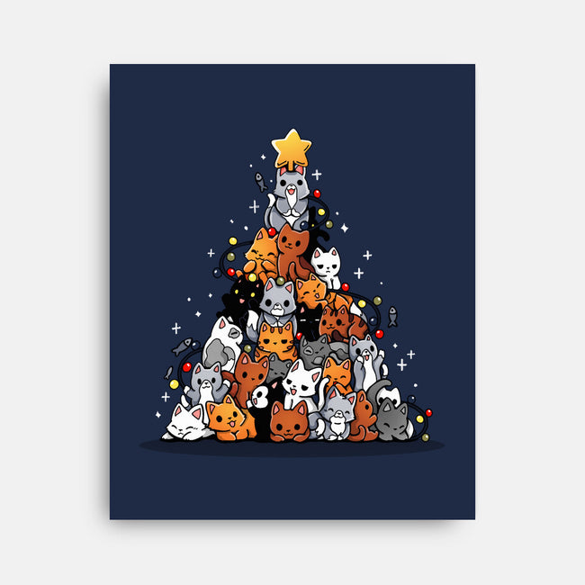 Christmas Tree Kittens-None-Stretched-Canvas-Vallina84