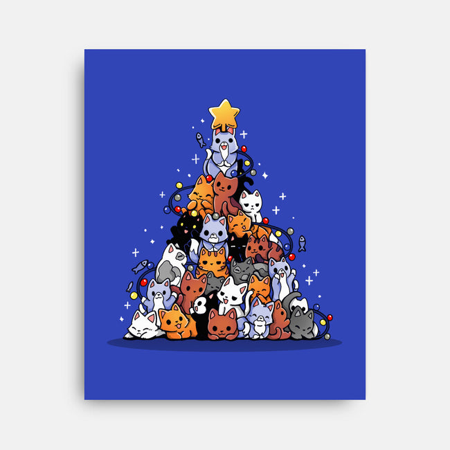 Christmas Tree Kittens-None-Stretched-Canvas-Vallina84