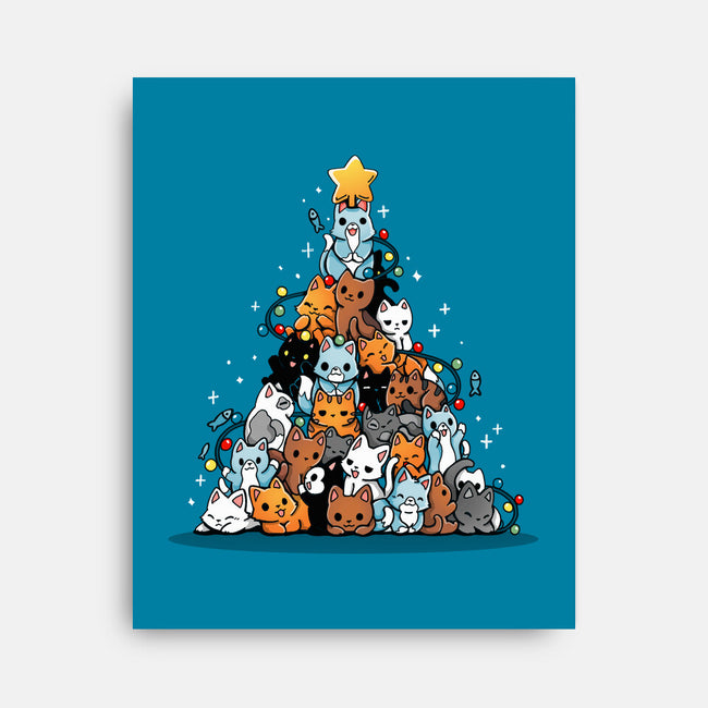 Christmas Tree Kittens-None-Stretched-Canvas-Vallina84