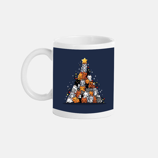 Christmas Tree Kittens-None-Mug-Drinkware-Vallina84