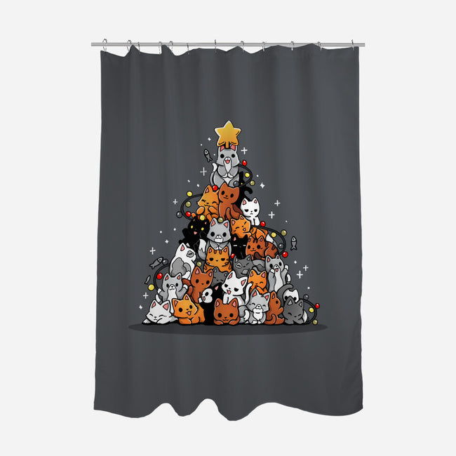 Christmas Tree Kittens-None-Polyester-Shower Curtain-Vallina84