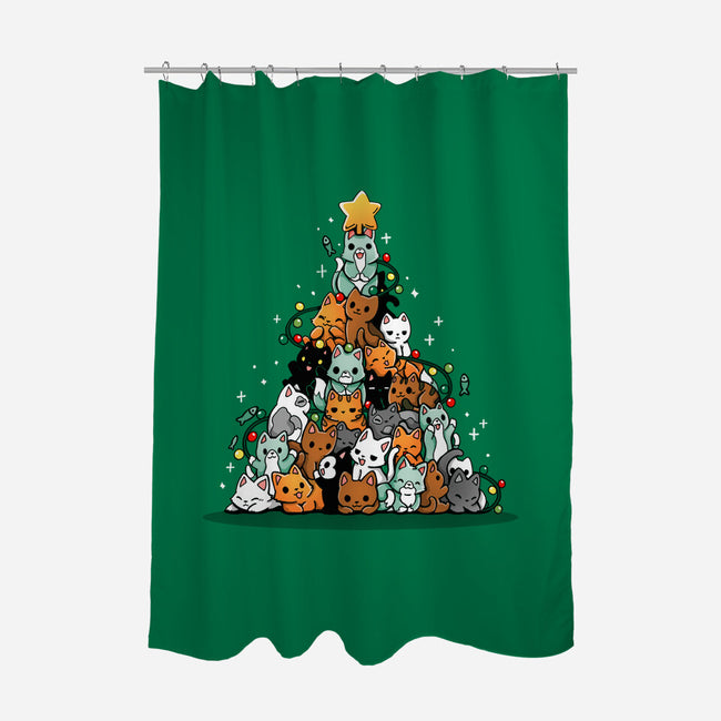 Christmas Tree Kittens-None-Polyester-Shower Curtain-Vallina84