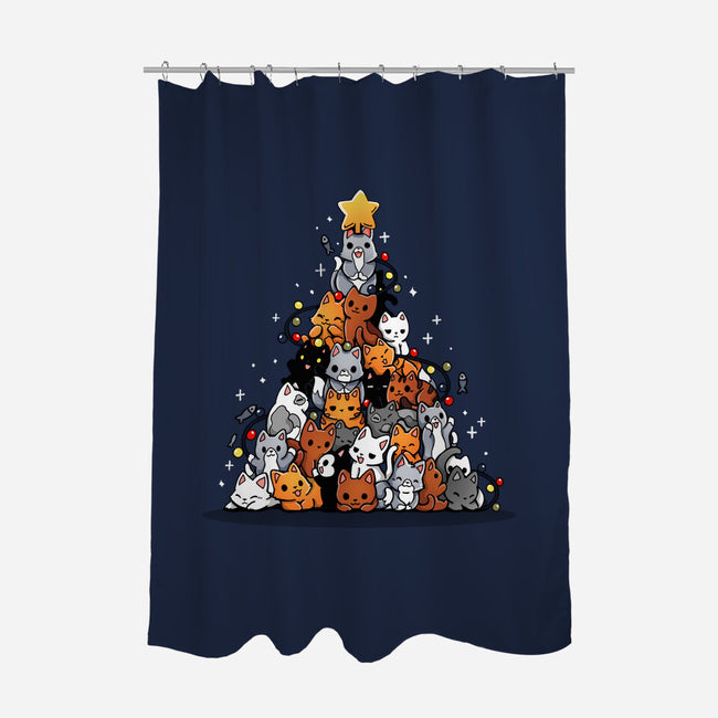 Christmas Tree Kittens-None-Polyester-Shower Curtain-Vallina84