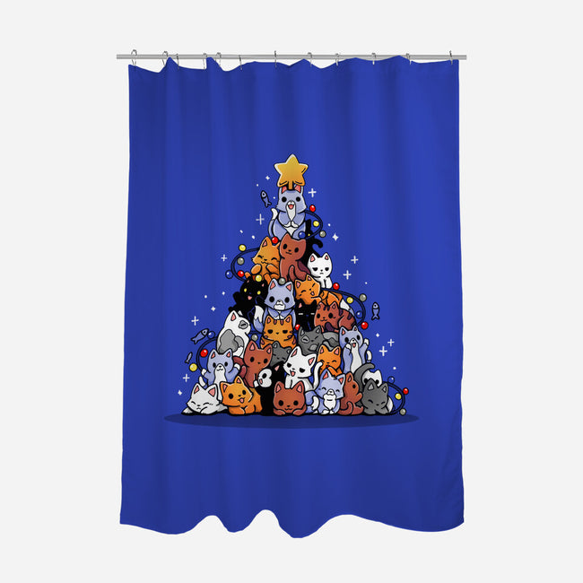 Christmas Tree Kittens-None-Polyester-Shower Curtain-Vallina84