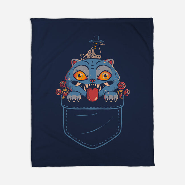 Blue Tiger Pocket-None-Fleece-Blanket-Arigatees