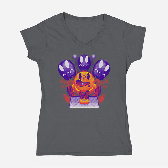 Pacman Ouija-Womens-V-Neck-Tee-Samuel