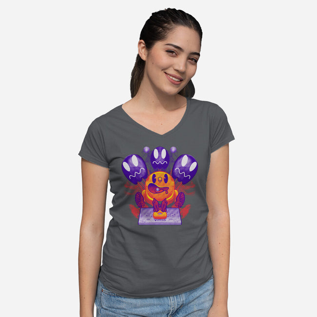 Pacman Ouija-Womens-V-Neck-Tee-Samuel