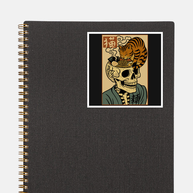 Skull Noodles And Cat Uikioe-None-Glossy-Sticker-fanfabio