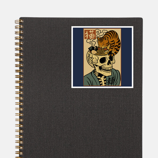 Skull Noodles And Cat Uikioe-None-Glossy-Sticker-fanfabio