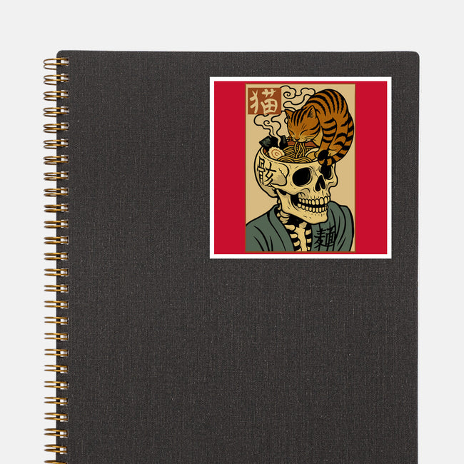 Skull Noodles And Cat Uikioe-None-Glossy-Sticker-fanfabio