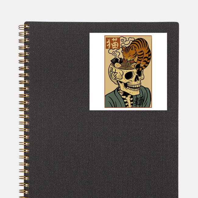 Skull Noodles And Cat Uikioe-None-Glossy-Sticker-fanfabio
