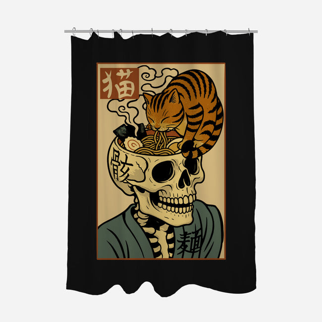Skull Noodles And Cat Uikioe-None-Polyester-Shower Curtain-fanfabio