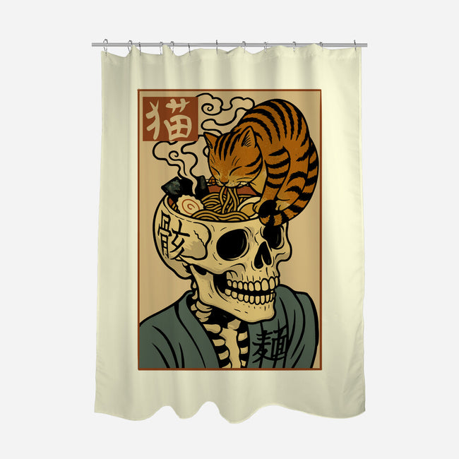 Skull Noodles And Cat Uikioe-None-Polyester-Shower Curtain-fanfabio