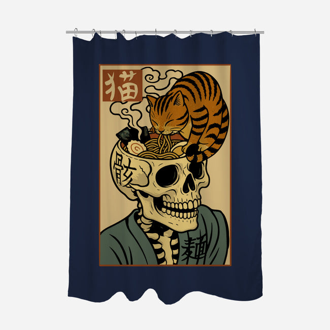 Skull Noodles And Cat Uikioe-None-Polyester-Shower Curtain-fanfabio