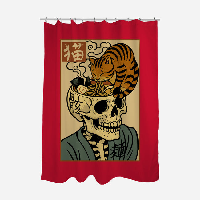 Skull Noodles And Cat Uikioe-None-Polyester-Shower Curtain-fanfabio