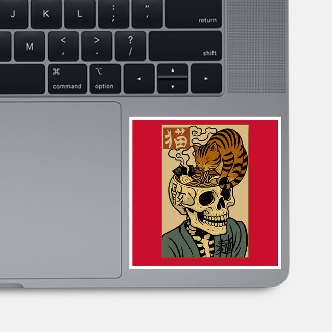 Skull Noodles And Cat Uikioe-None-Glossy-Sticker-fanfabio