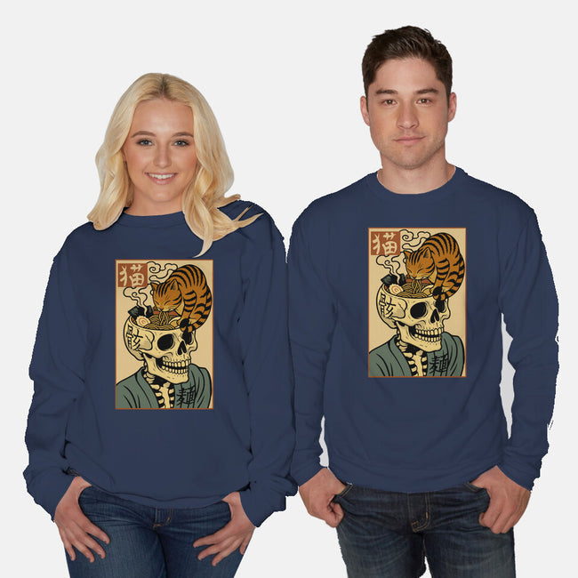 Skull Noodles And Cat Uikioe-Unisex-Crew Neck-Sweatshirt-fanfabio