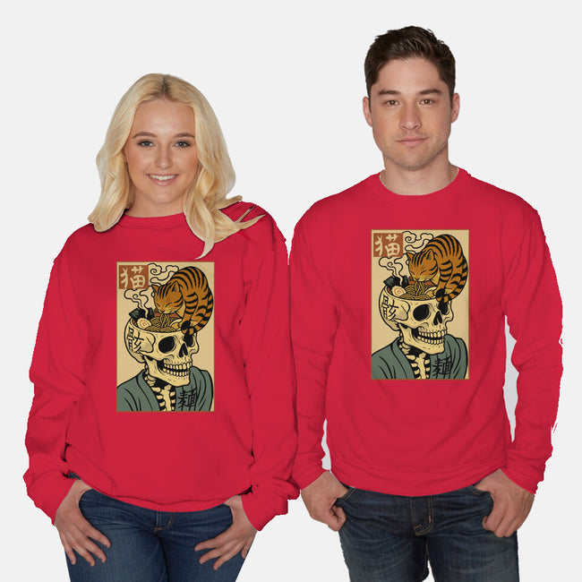 Skull Noodles And Cat Uikioe-Unisex-Crew Neck-Sweatshirt-fanfabio