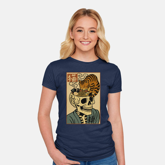 Skull Noodles And Cat Uikioe-Womens-Fitted-Tee-fanfabio