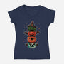 Pumpkin Totem-Womens-V-Neck-Tee-fanfreak1