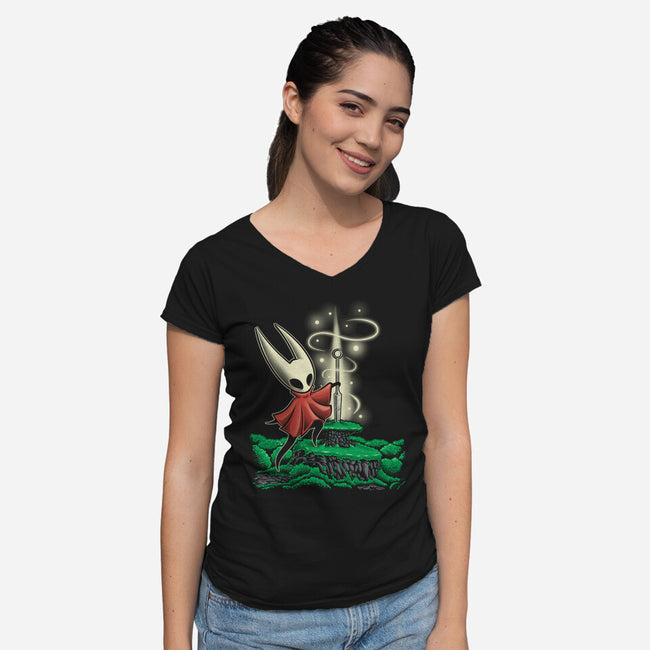 Sword In The Stone-Womens-V-Neck-Tee-Betmac