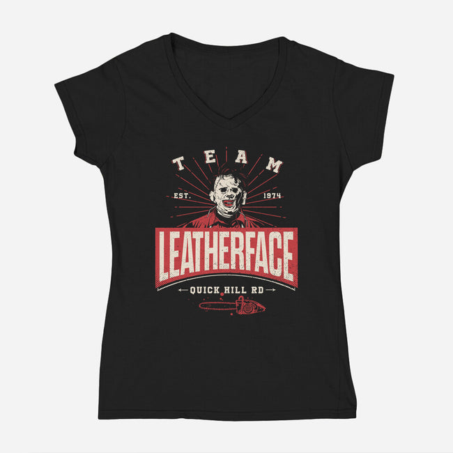 Team Leatherface-Womens-V-Neck-Tee-Getsousa!