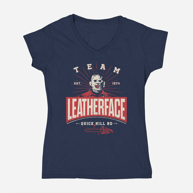 Team Leatherface-Womens-V-Neck-Tee-Getsousa!