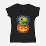 Trick Or T-Rex-Womens-V-Neck-Tee-erion_designs