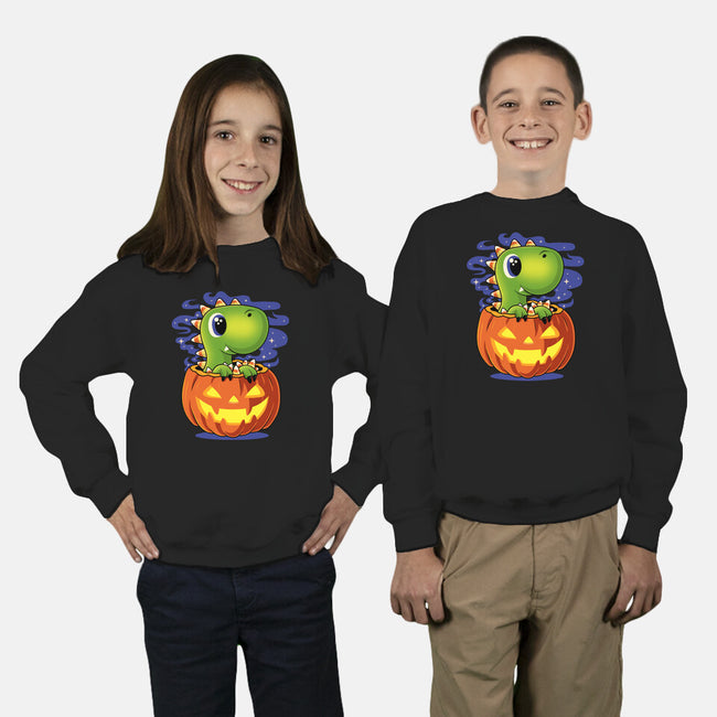 Trick Or T-Rex-Youth-Crew Neck-Sweatshirt-erion_designs