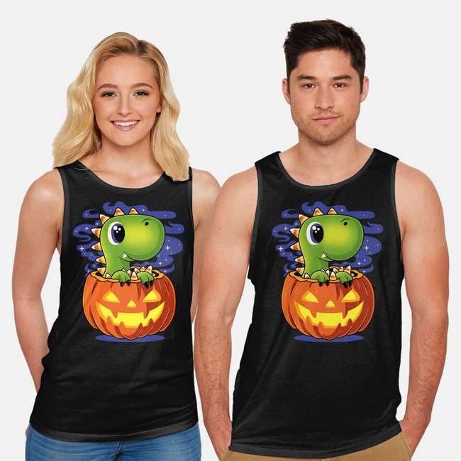 Trick Or T-Rex-Unisex-Basic-Tank-erion_designs