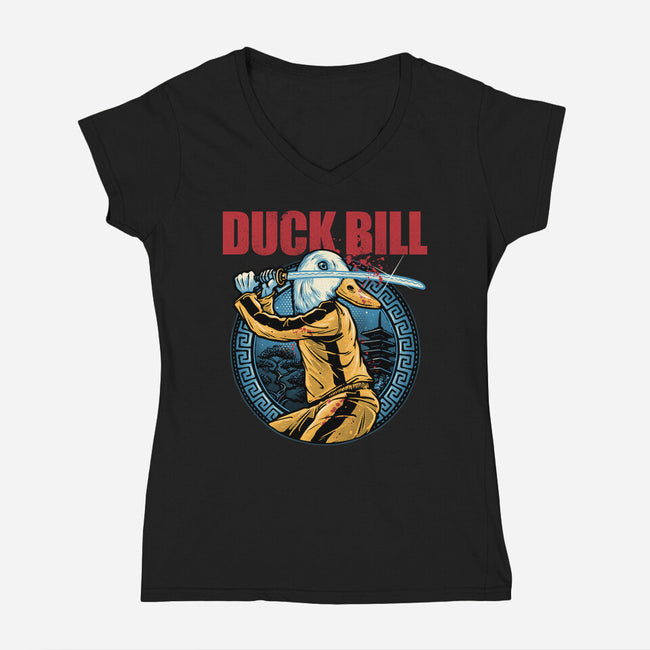 Duck Bill-Womens-V-Neck-Tee-glitchygorilla