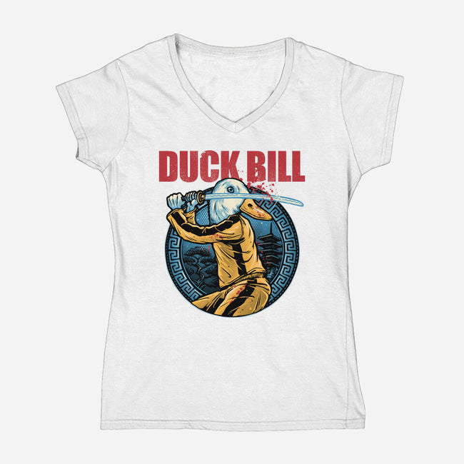 Duck Bill-Womens-V-Neck-Tee-glitchygorilla