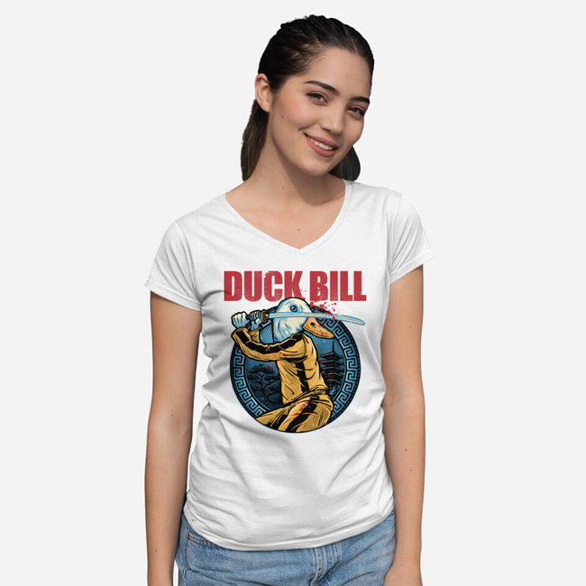Duck Bill-Womens-V-Neck-Tee-glitchygorilla