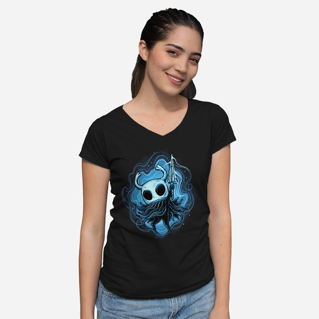 Glowing Insectoid-Womens-V-Neck-Tee-glitchygorilla