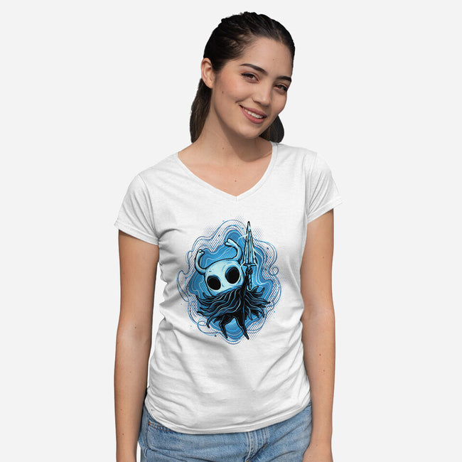 Glowing Insectoid-Womens-V-Neck-Tee-glitchygorilla