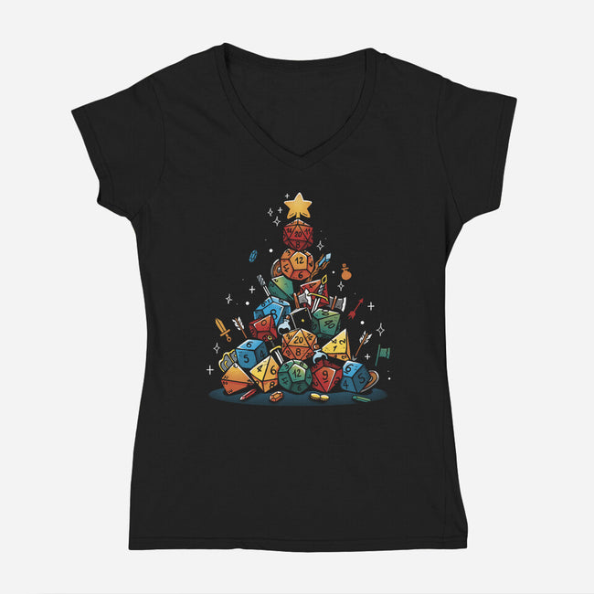 Xmas Tree Dice-Womens-V-Neck-Tee-Vallina84