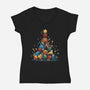 Xmas Tree Dice-Womens-V-Neck-Tee-Vallina84