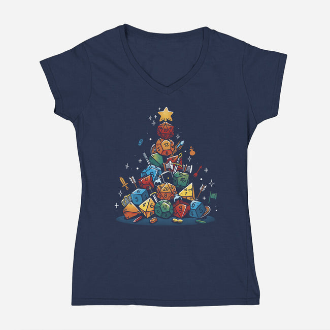 Xmas Tree Dice-Womens-V-Neck-Tee-Vallina84