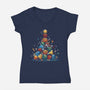 Xmas Tree Dice-Womens-V-Neck-Tee-Vallina84
