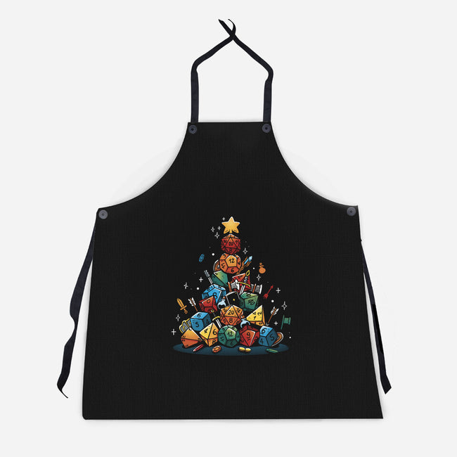 Xmas Tree Dice-Unisex-Kitchen-Apron-Vallina84
